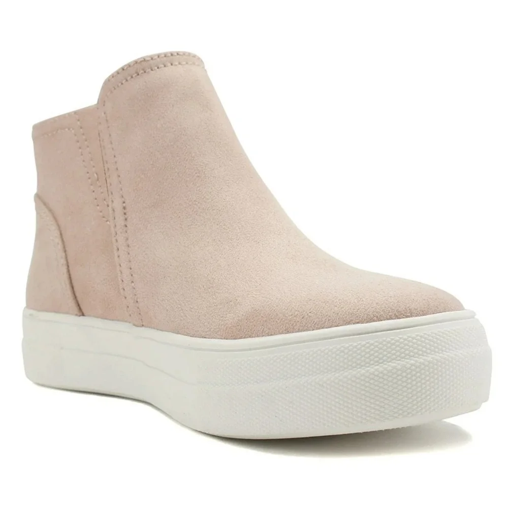 Women's Platform Ankle Boot Sneakers Blush Pink Side Zip Casual Soda Chelsea 5.5 - Picture 2 of 5